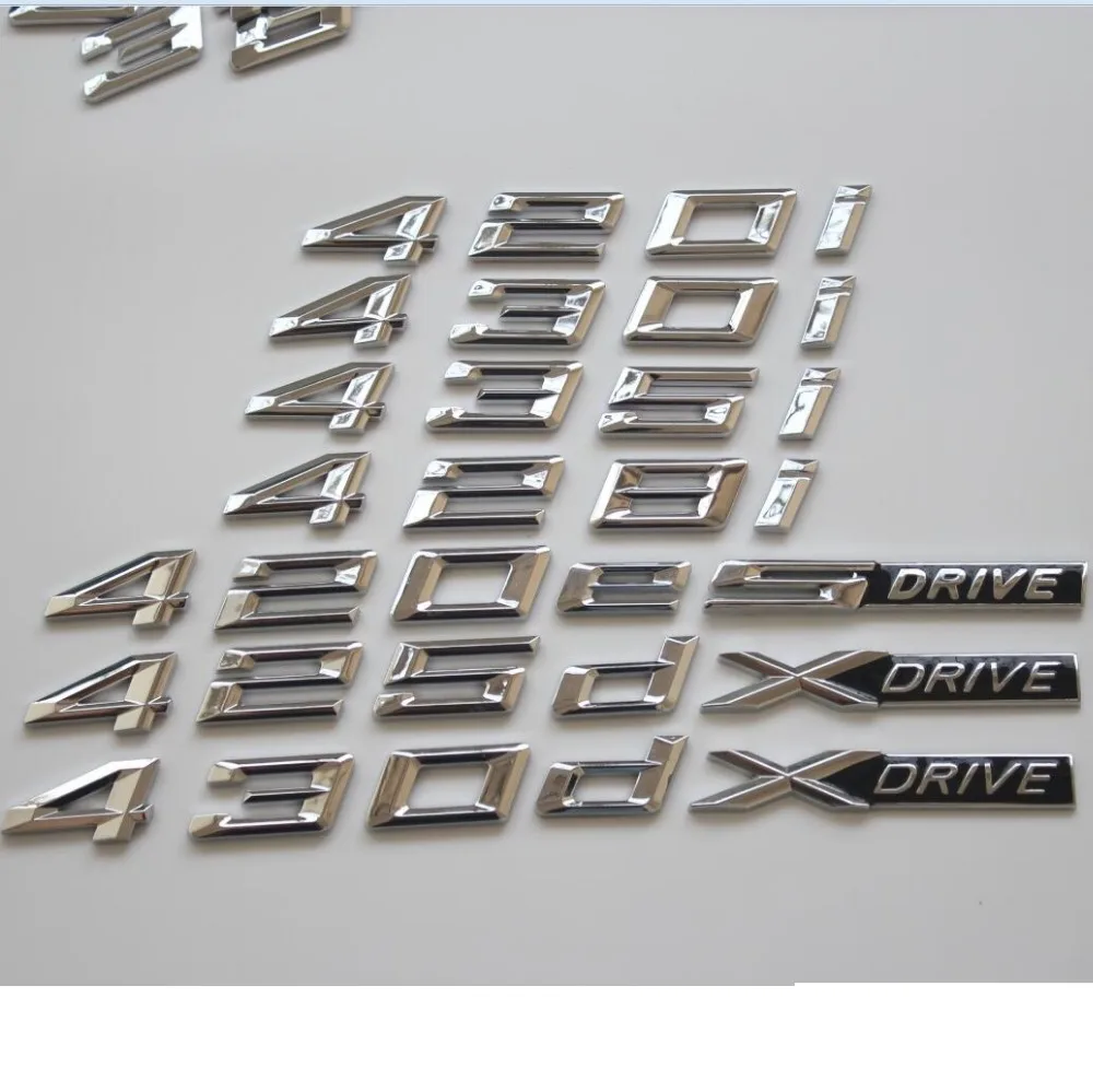 

Shiny Silver Chrome Letters Trunk Emblems Badge for BMW F32 F33 F82 F83 435d 425d 420d 430d 435i 420i 430i 428i 440i 418d XDrive