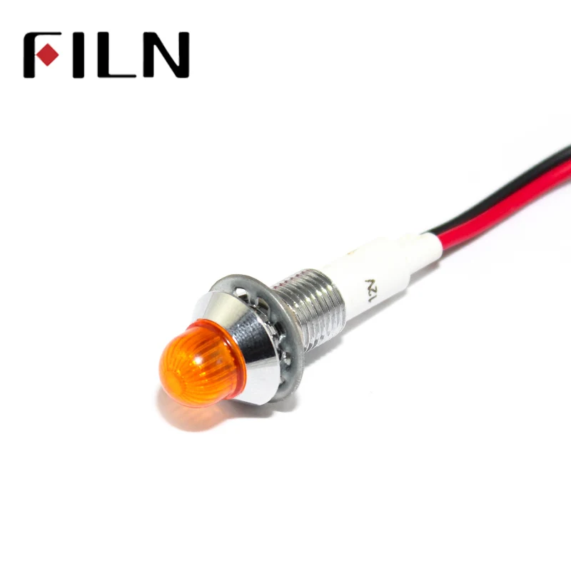 FILN 10mm LED Metal Indicator Light Waterproof IP67 Signal Lamp12V 24V 110V 220V Pilot Seal