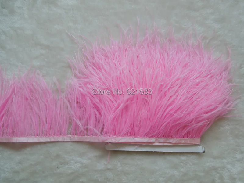 Dark Pink Ostrich Fringe,10yards/lot-Hot Pink Ostrich feather Trim,Ostrich trimming on Satin Header 5-6inches in width