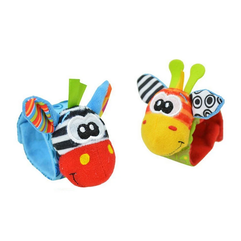 1set Animal Foot Socks Wrist Strap With Rattle Baby Bug Wrist Strap baby socks Baby Toy Baby Rattles Toys