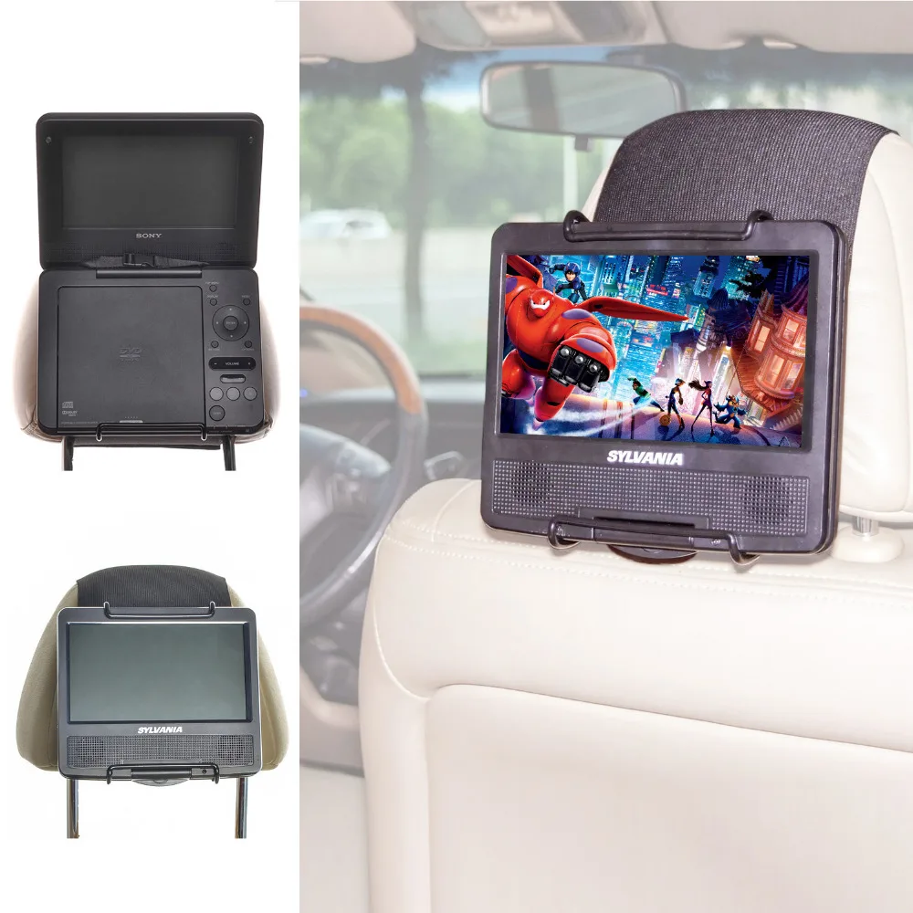 TFY Universal Car Headrest Mount Holder for Swivel & Flip Portable 7- 10 Inch DVD Player