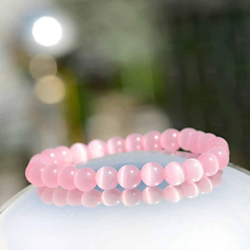 Fashion Natural Pink Opal Stone Beads Bracelet For Women Vintage Yoga Boho Beaded Bracelet Homme Femme Erkek Bileklik Friendship