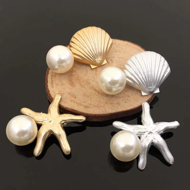 

2016New 100Pcs Starfish Shell Pearl Shank Buttons/Buckle Embellishment Button DIY Hair Accessories HZ68-HZ69