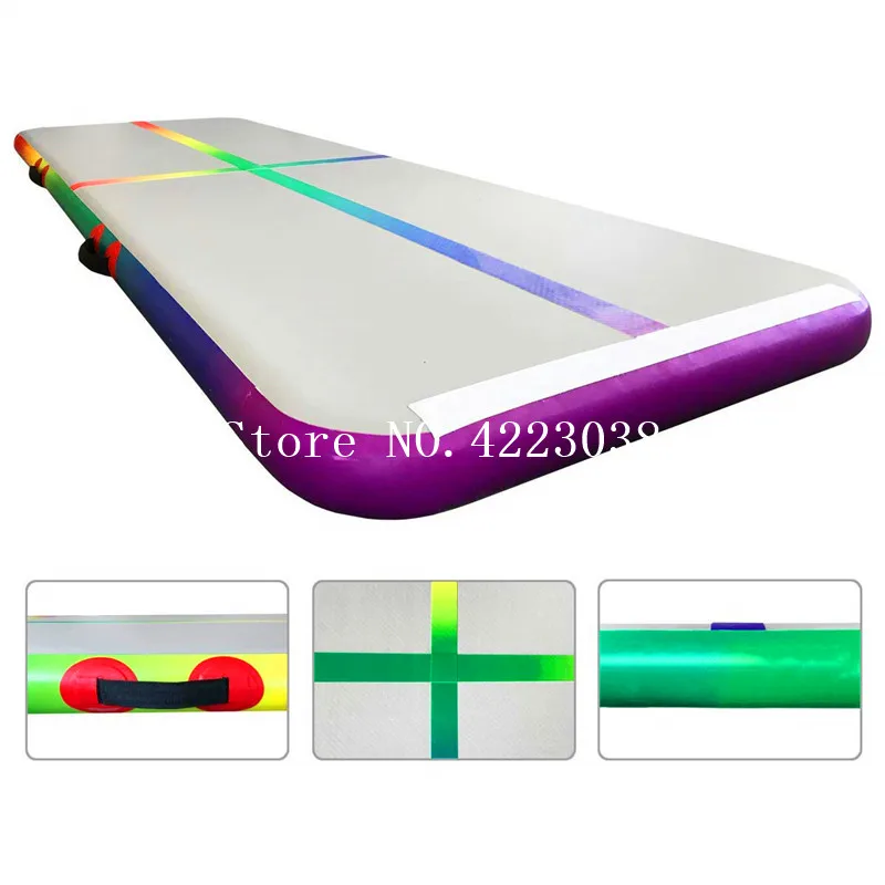 Free Shipping 3*1*0.2m Rainbow Inflatable Air Track Mat Gymnastics Tumbling Mat Air Floor with Electric Air Pump