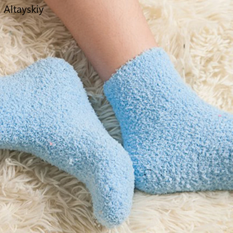 Socks Women Furry Velvet Girls Cute Womens Fluffy Winter Warm Home Indoor Floor Terry Sock Thicker Solid Female 2020 Chic Soft