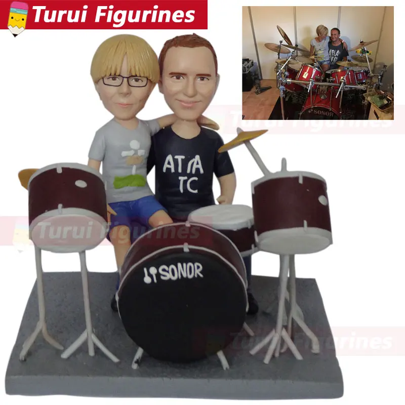 Personal Sculpture drum player music team player figurines design custom frame drum player bobblehead bobble head dolls figures