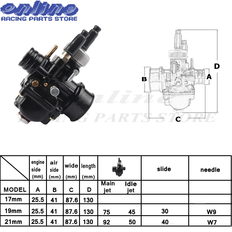 17mm 19mm 21mm Racing Carburetor Carb for Dellorto PHBG DIO JOG 50cc 90cc BWS100 for Puch Yamaha Zuma scooter