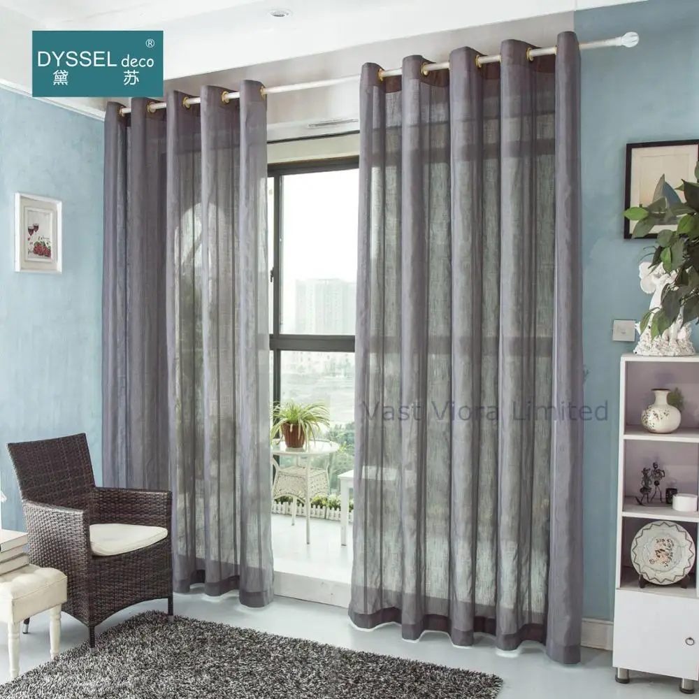 Modern Natural White Linen Striped Sheer Window Curtains with Rod Pocket Grommet Top for Living Room And Bedroom Decor