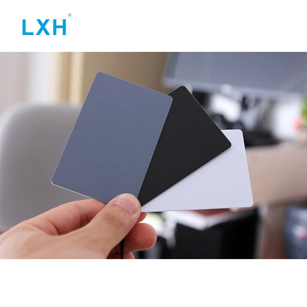 LXH Pocket&Big Size Gray Card Photography For DSLR and Film Premium Exposure Photography Card Set Black White and 18% Gray card