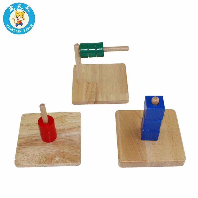 Montessori Toys For Children Early Educational Preschool Training Toys Discs on Dowel Set