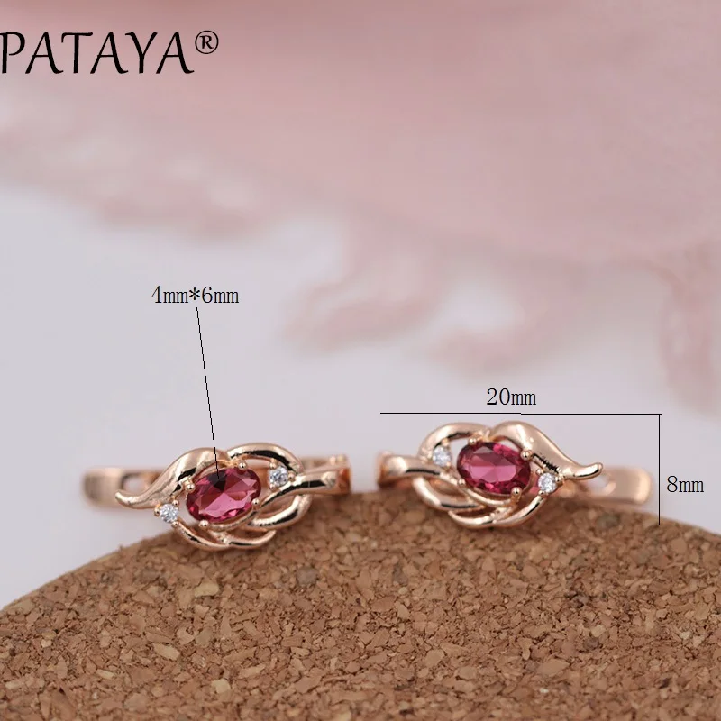 PATAYA New Arrivals 585 Rose Gold Color ​Natural Zircon Vintage Dangle Earrings Women Fine Jewelry Short Eardrop Accessories