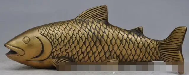 

Free shipping S00423 7" Chinese Folk Bronze FengShui Lucky Fish Goldfish auspicious Statue Sculpture