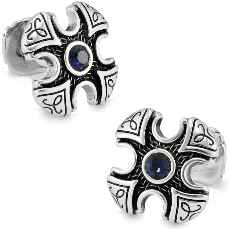 SPARTA White Gold Electroplated Thrace Cross Cufflinks Cuff Links buttons