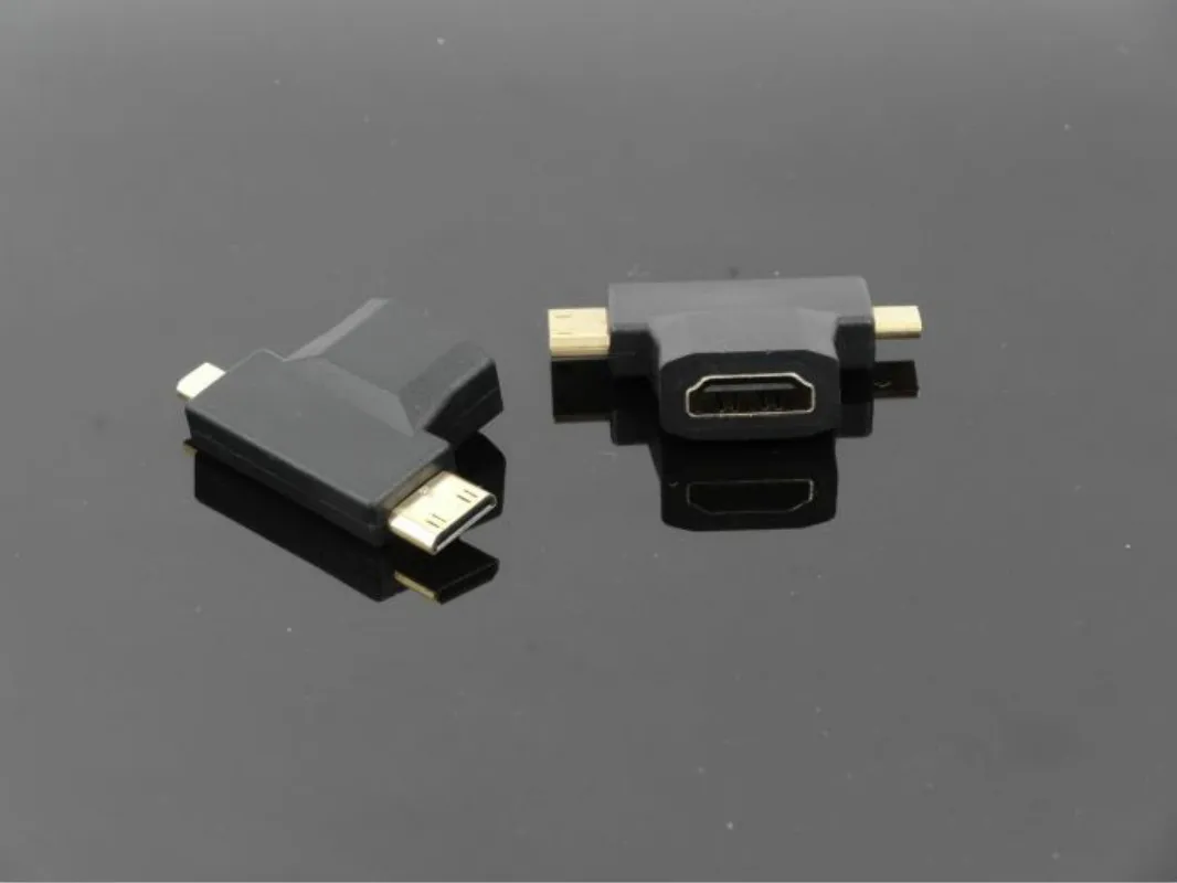 High quality 3 in1 Micro HDMI male + Mini HDMI male to HDMI 1.4 Female cable adapter converter for HDTV 1080P hdmi cables