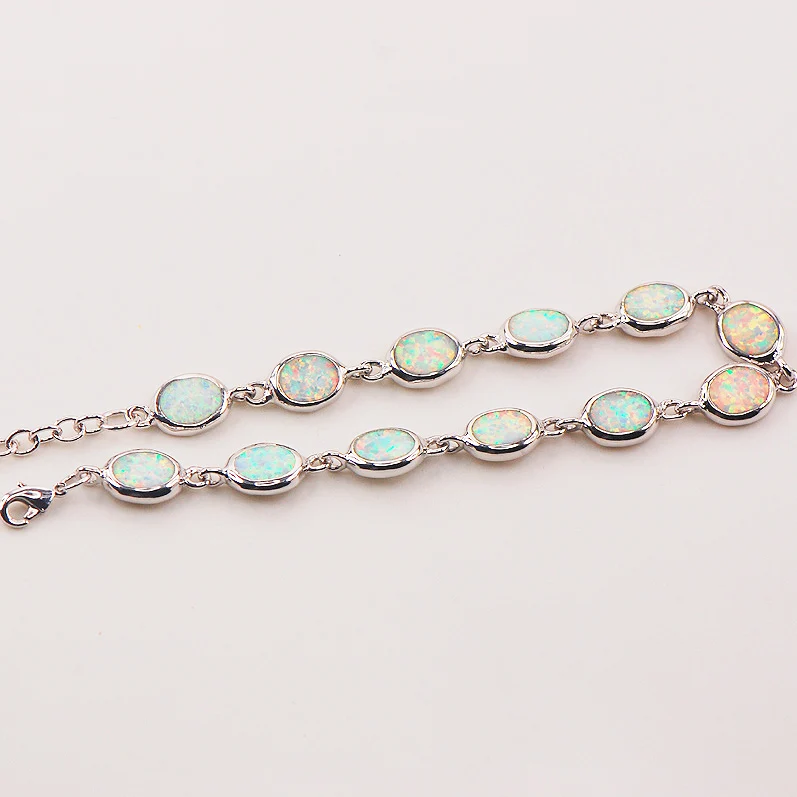 Free Shipping White Fire Opal 925 Sterling Silver   Bracelet 7.5\