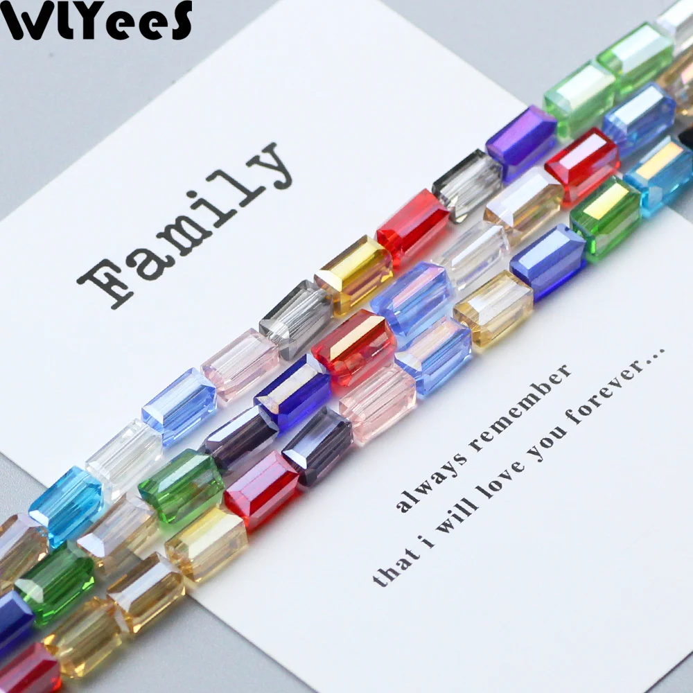 WLYeeS 4x8mm Austrian Rectangle crystal beads 50pcs Mixed Color Glass Space Loose Bead for DIY Jewelry Bracelet Making wholesale