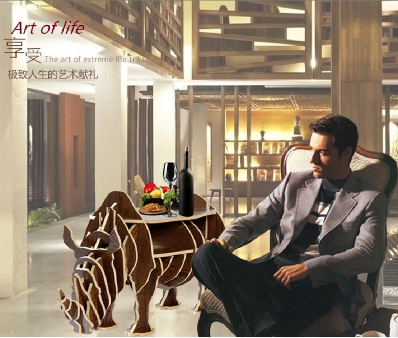 Mesa de centro de madeira sólida de rinoceronte de 45.6 polegadas