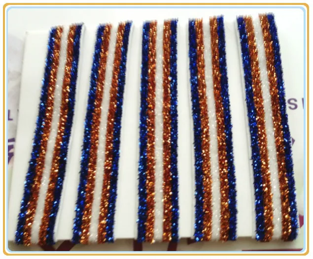 (Price Negotiated) 5/8 Inch Five Stripes Stretch Glitter Velvet Ribbon