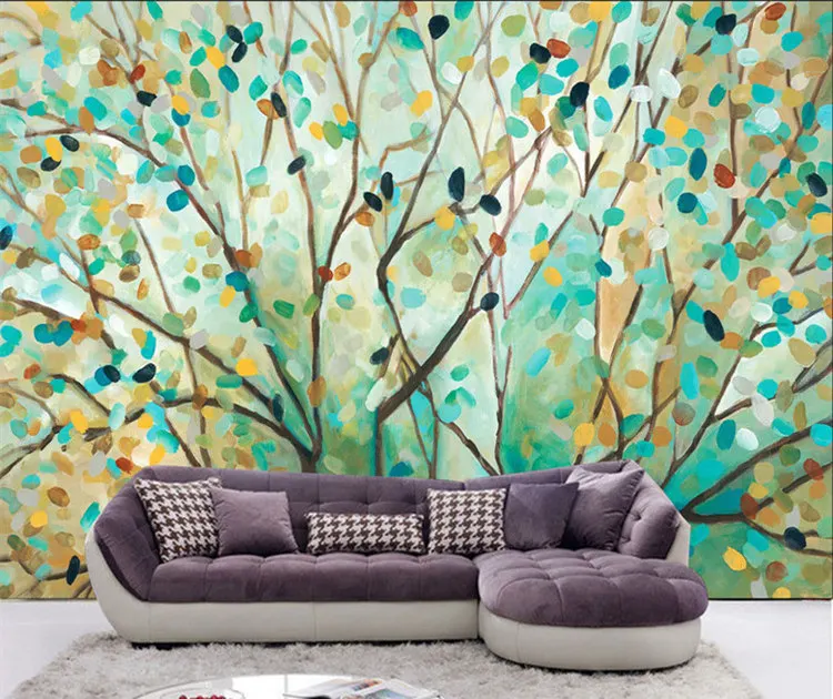 

European style retro retro nude hand-painted tree wallpaper living room bedroom children's room murals beautiful TV background