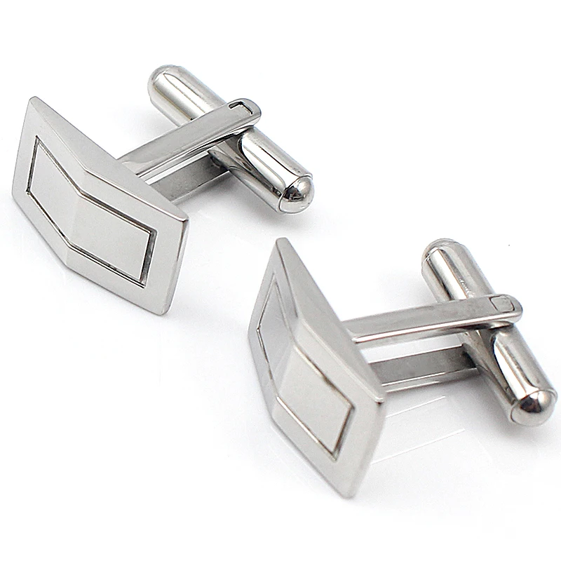 Arch Shaped Blank Stainless Steel Silver color Cufflinks For Mens Wedding Classic