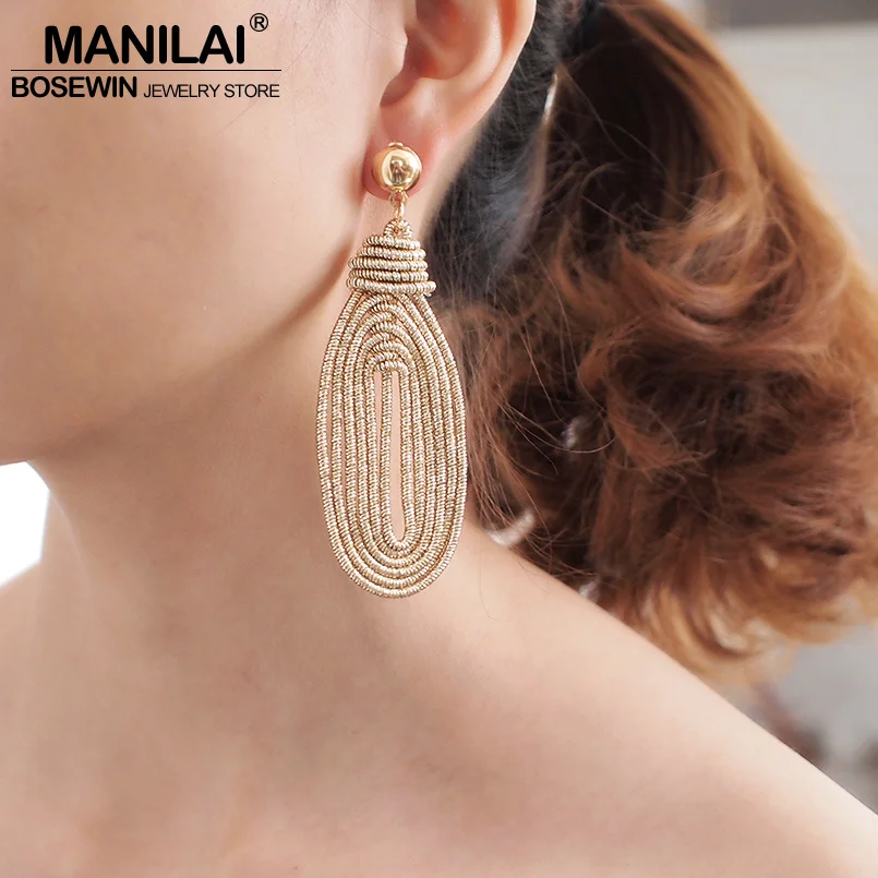 MANILAI Trendy Charm Simplify Alloy Dangle Earings Fashion Metal Statement Earrings Woman Wholesale Jewelry Gift