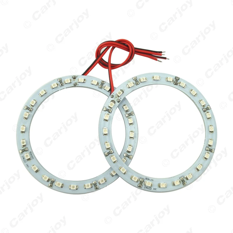 LEEWA 2pcs (pair) 80mm Car Angel Eyes 1210/3528 24SMD LED Headlight Halo Ring Angel Eye Lighting White Red Blue #CA2668