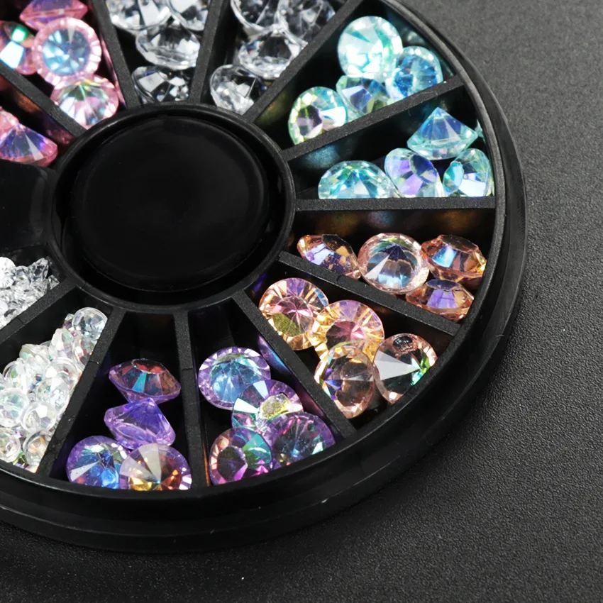 1mm 2mm 3mm Mixed Chameleon Crystal Paradise Stone Nail Rhinestone In Wheel for Acrylic/Glass Manicure 3D Nail Beads Rhinestone