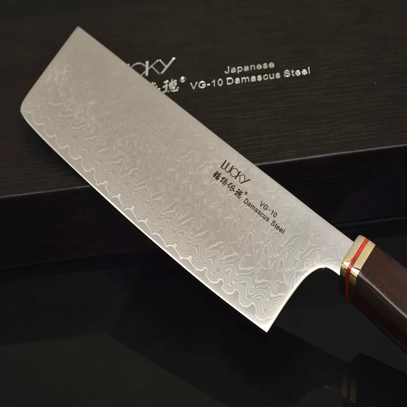 7.5inch Nakiri Kitchen Knife Japanese vg10 Damascus Steel Meat Slicer Vegetable Chopping Chef Knives Sharp with Non Slip Handle