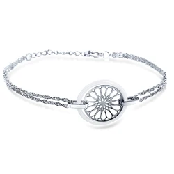 NIBA White Black Flower Ceramic Bracelet Stainless Steel Hollow Circle Charm Bracelet For Women