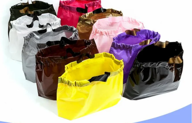 

50pcs Large Plastic Drawstring Handle Bag Clothing Shoes Storage Bag Big Shopping Bag With Handle Custom Logo