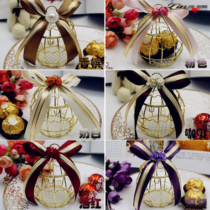 10/30/50pcs European Iron wine glasses goblet exclusive candy box with purple floret/candy box