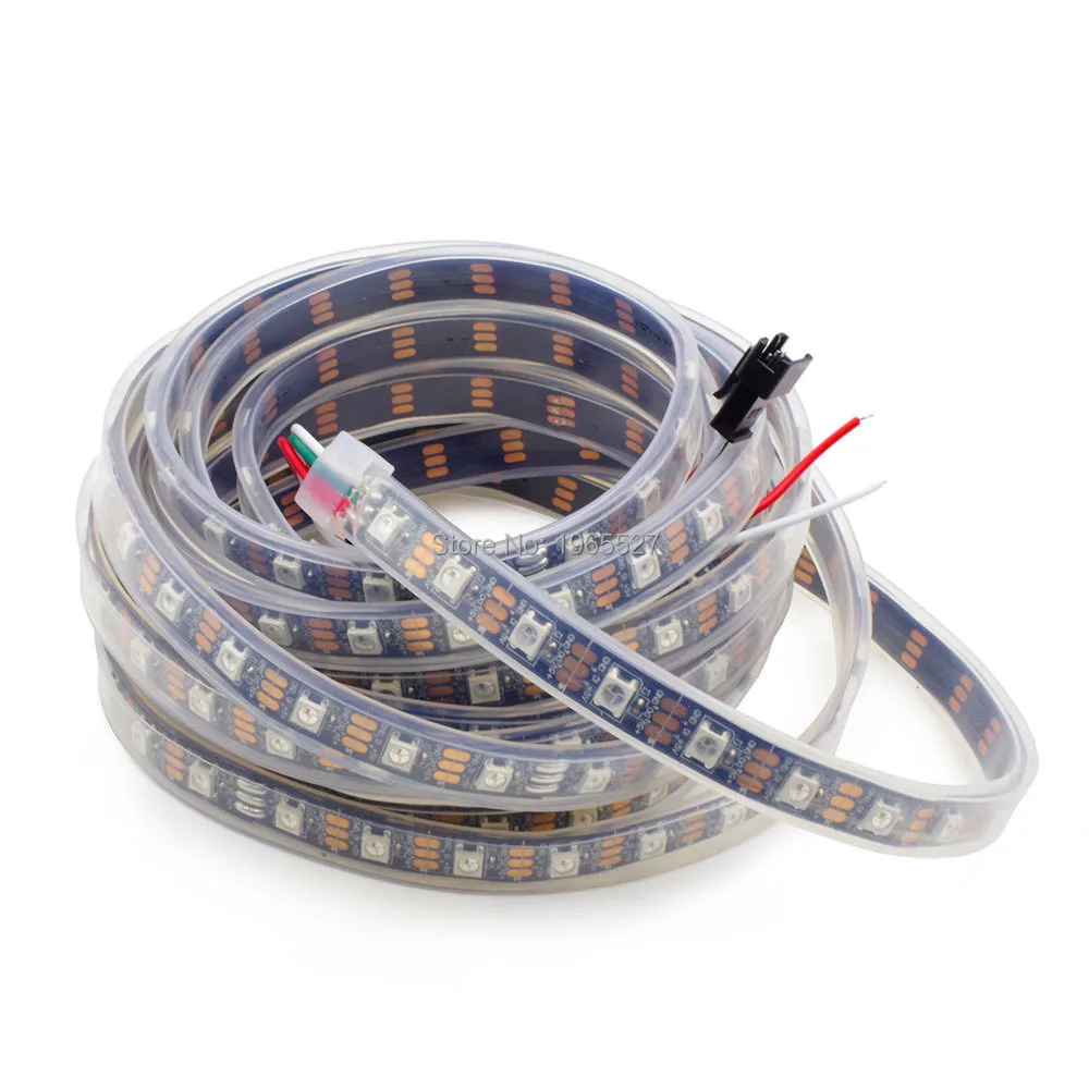 

5V 74LEDs/m WS2812B Pixel LED Strip WS2812 5050 SMD RGB LED 74Pixel/m Dream Color WS2811 TV Tape Lamp,Black PCB,Waterproof IP67