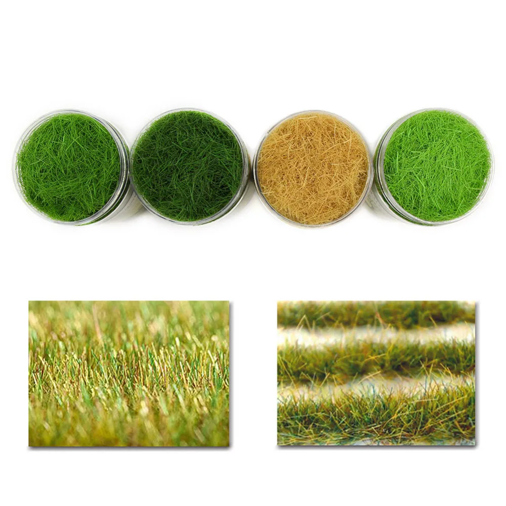 One Bottle 35g 5mm STATIC GRASS Turf Flock Lawn Nylon Grass Powder Green Light Green Dark Green Withered Yellow CFA6