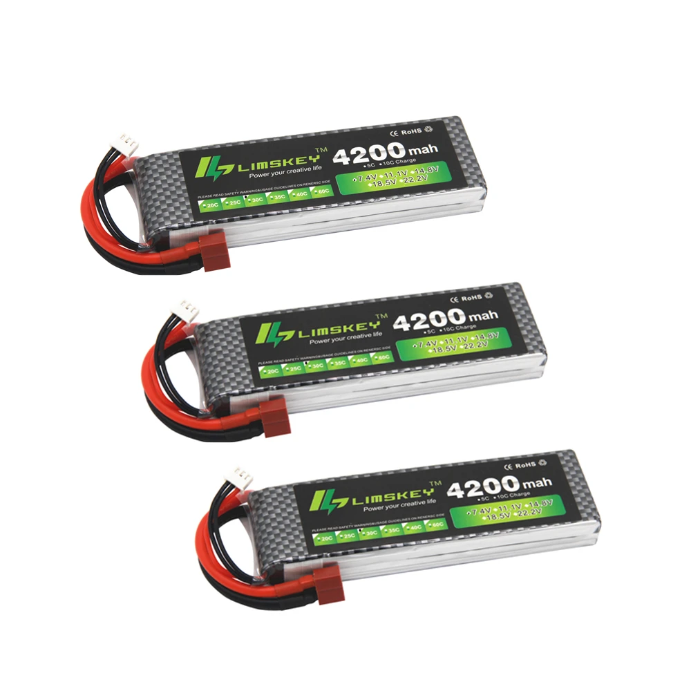 

3Pcs Limskey POWER 7.4V 4200mAh 2S LiPo Battery With T/XT60 Plug for RC Car Airplane Helicopter 7.4 V 4200 mah 2S Lipo Battery