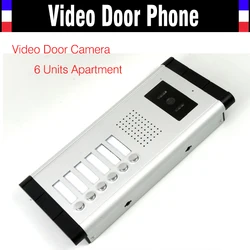 6 Units Apartment Video Door Phone Camera Intercom IR Night Vision Doorbell for 6 Units Apartment Suitable 6-Stories Building