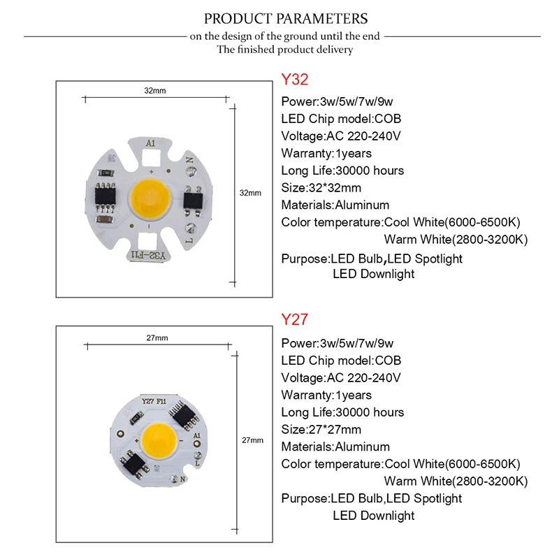 COB LED Chip Lampu 220V 10W 50W 20W 30W 3-9W Persegi Panjang Chip lampu untuk Lampu Sorot Tidak Perlu Driver Diy LED Lampu Sorot Lampu Y27 Y32