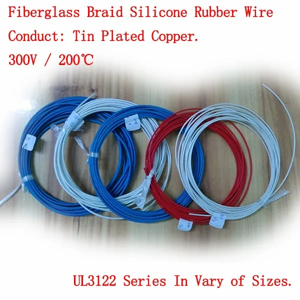 

610m/roll UL3122 26 AWG Fiberglass Braid Silicone Electrical Wire 300V 200C Heatproof Tinned Copper Cable Appliances Wiring
