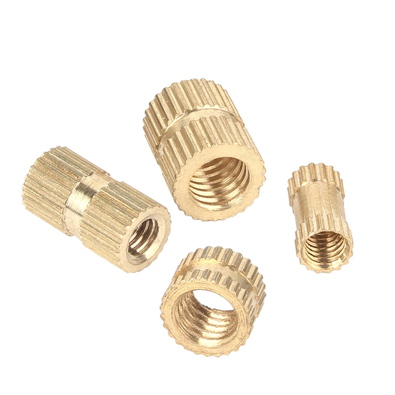 20pcs Brass Insert nut M6 Double Pass Injection Molding brass knurled thread inserts nuts copper nut M6*6/8/10/12 OD=8mm