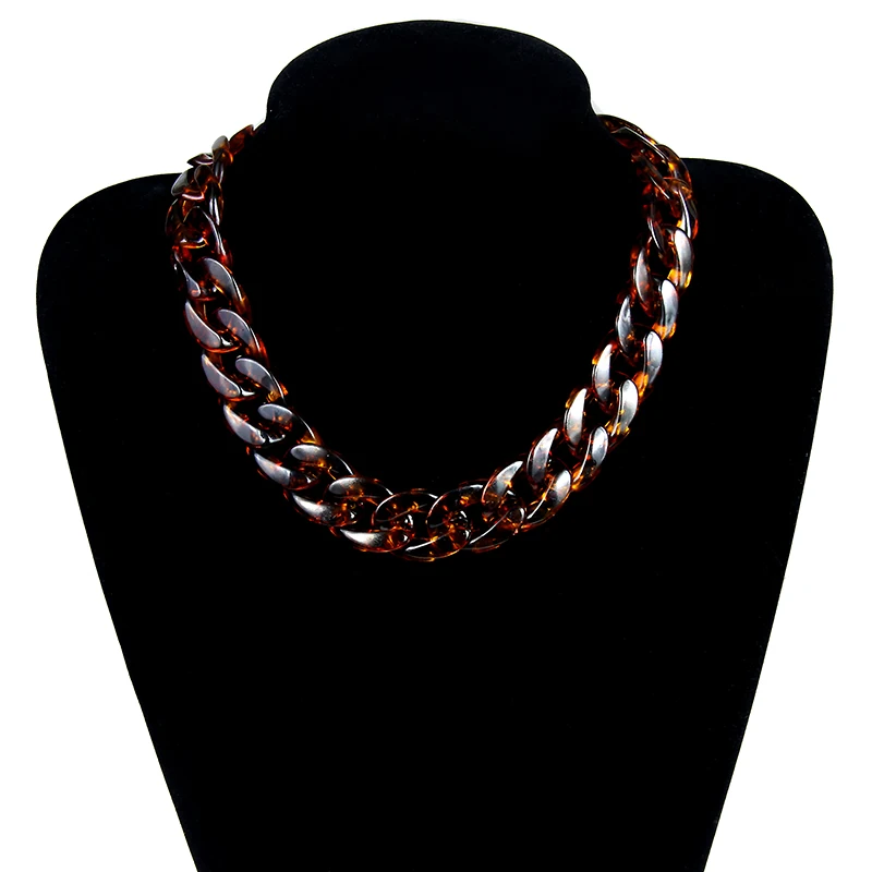 FishSheep New Leopard Print Chain Necklace Bohemian Chunky Long Collar Choker Necklaces For Women Bijoux Fashion Boho Jewelry