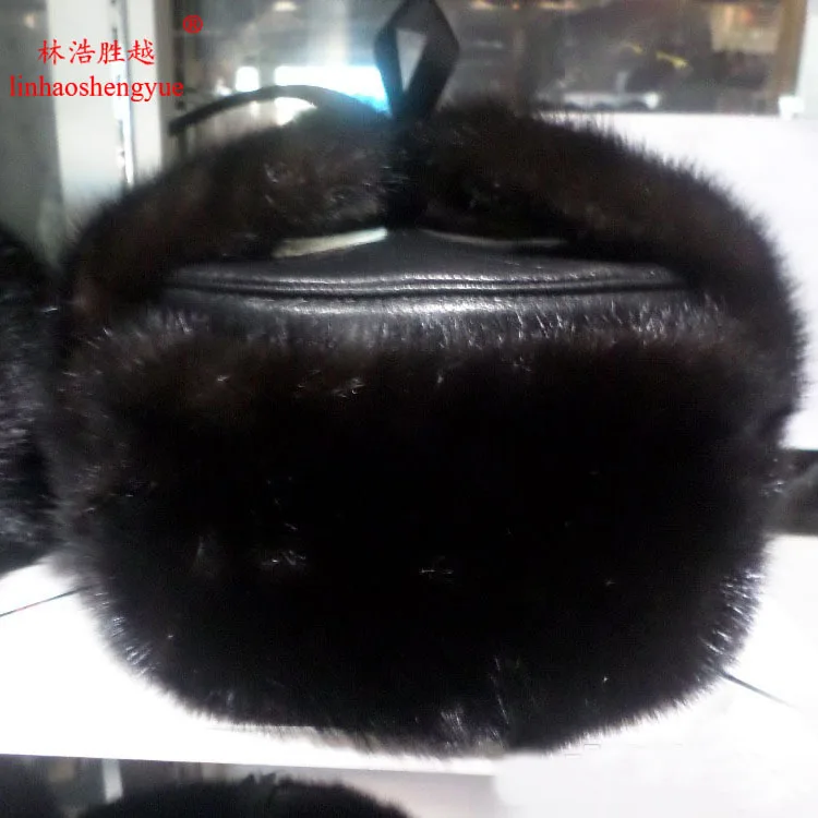 Linhaoshengyue Real  Fur  Mink Fur  Protect Ear Fur Man  Hat  Warm in Winter Freeshpping 2016 NEW