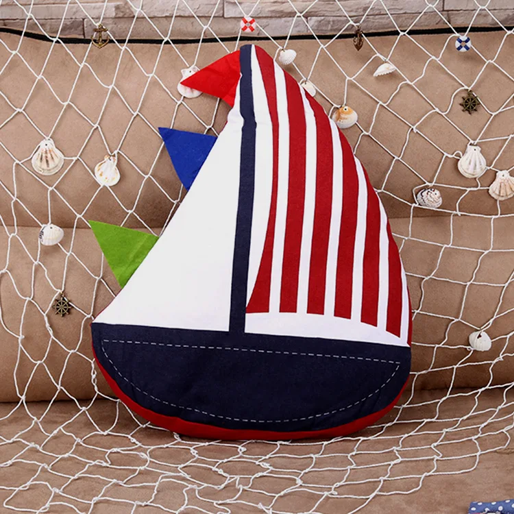 Creative Striped Fish Sailing Boat Decorative Pillows cojines Mediterranean Hand-made Cushion Fish Shapes Decorated dormitory