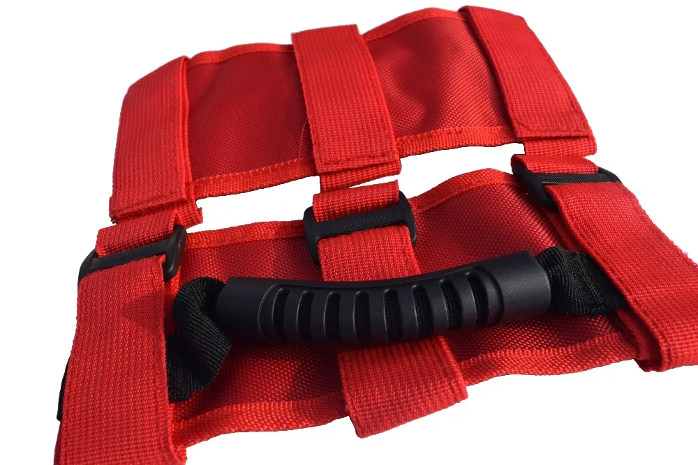 

Pack of 2pcs Red ATV UTV Roll Bar Adjustable Straps Grab Handle Hand Holds,Hand Hold Grip Handles