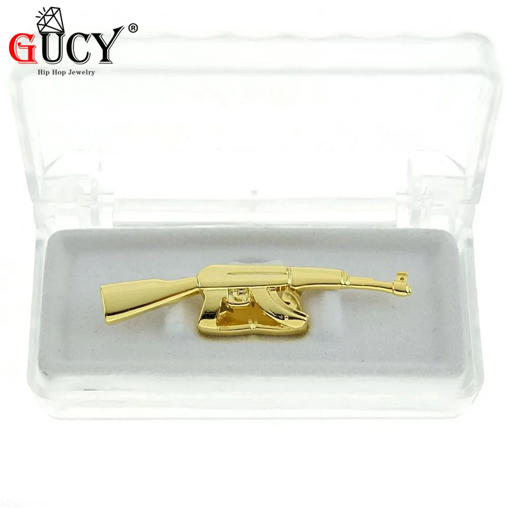 GUCY New  Fit Gold Color Plated Hip Hop ak 47 Rifle Grillz Cap Top Grills