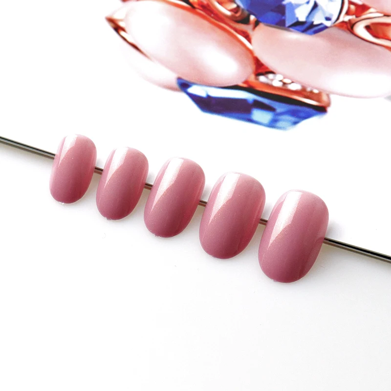 100Pcs False Nails Short Oval Full Cover Nail Tips  New Candy Colors Brown Cherry Red Wine Red Artificial kids  Fake Nails