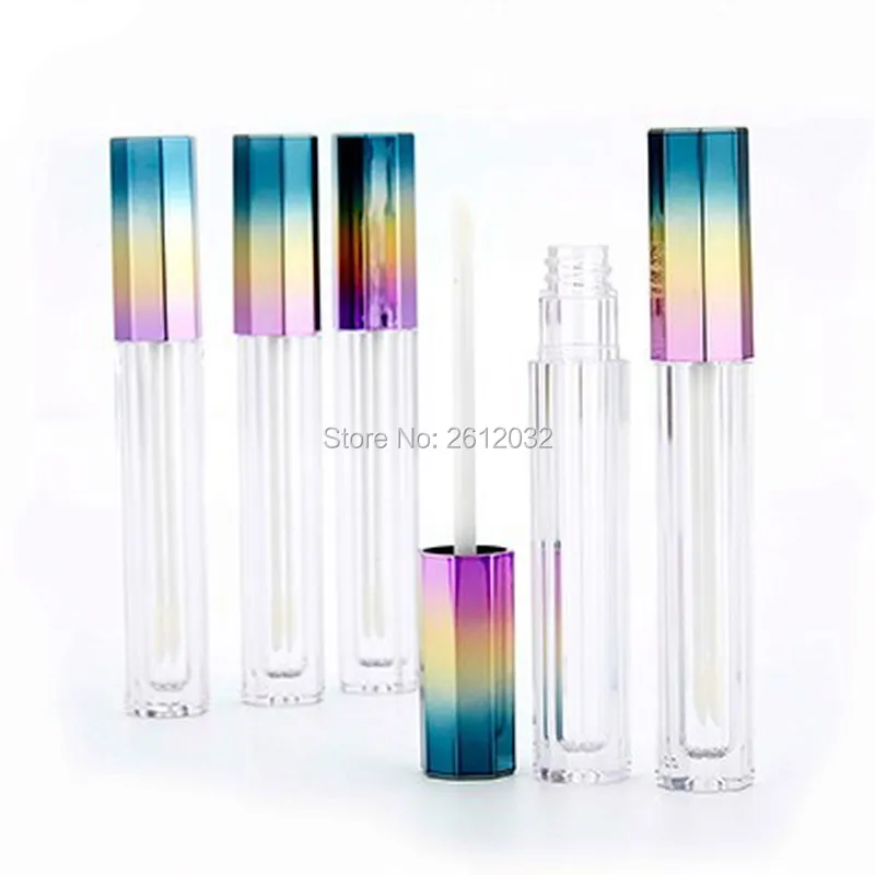 100pcs 5ML Empty Octagonal 3 Color Gradient Lip Gloss Tube Lipgloss Tube DIY Gradient Lipstick Container Free Shipping