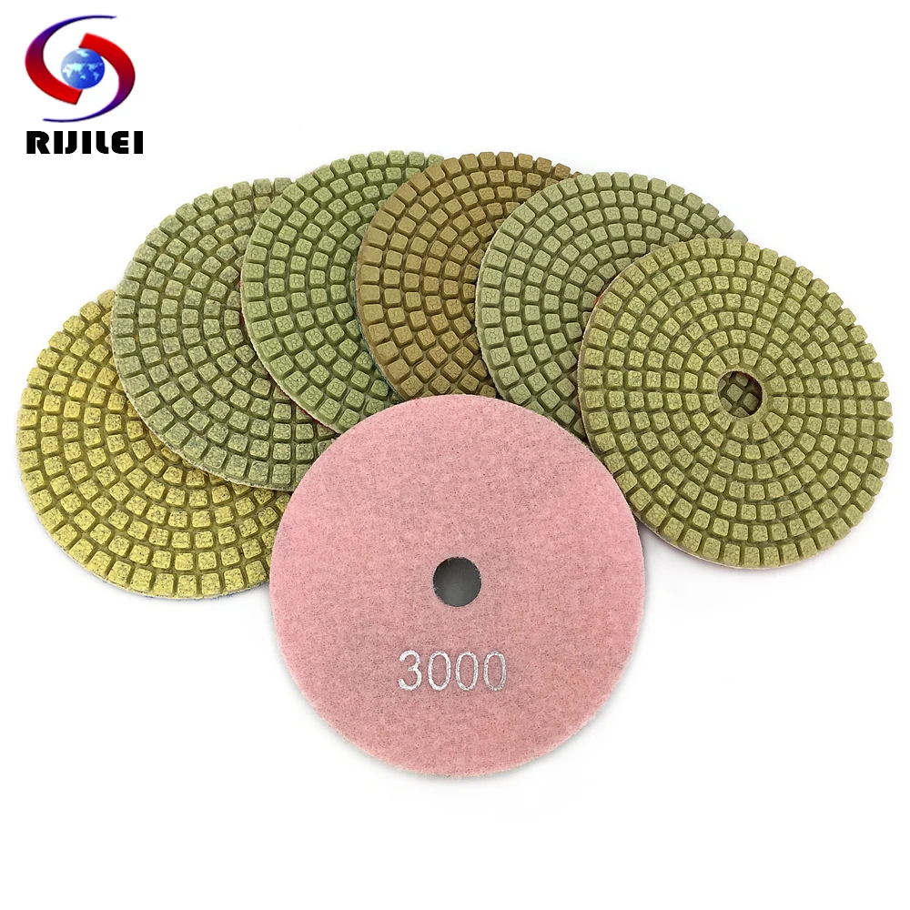 RIJILEI 10PCS/Set 4Inch Diamond Polishing Pads Flower Point Wet Polishing Pad for Marble Diamond Abrasive Pad Free Shipping HC13