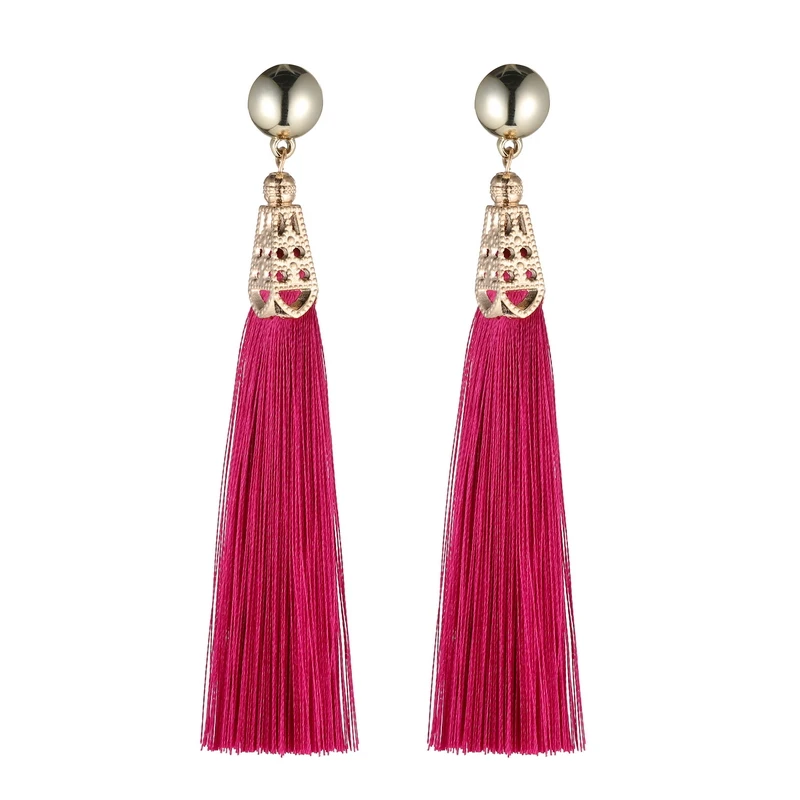 LOVBEAFAS Bohemian Drop Dangle Earrings Silk Fabric Vintage Statement Earrings Brand Tassel Earrings For Women Fashion Jewelry