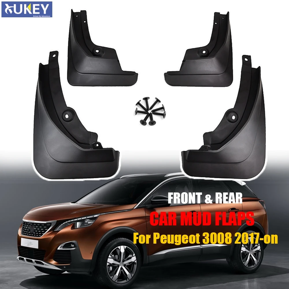 Protectores contra salpicaduras moldeados para Peugeot 3008, GT Mk2 2017, 2018, 2019, 4 unidades por juego