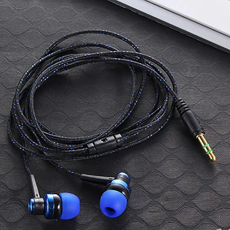 High Quality Wired Earphone Brand New Stereo In-Ear 3.5mm Nylon Weave Cable Earphone Headset With Mic For Laptop Smartphone #20