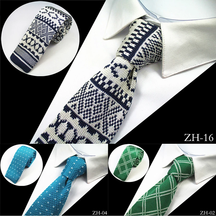 Ricnais New Design Fashion Knit Men Tie Slim Mens Knitted Neck Ties Cravate Narrow Skinny Neckties For Men Suit Wedding Party